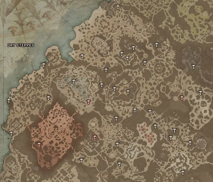 Dry Steppes Altars of Lilith Map